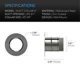 Ducting Collar 4" - Galvanized Steel