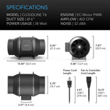 CLOUDLINE T6 - 6" Duct Fan /w LCD Thermal Control