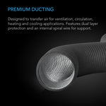 Duct Tube 8 - Flexible Dual-Layer Alum. 8' long, for 8" Duct Fan