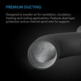 Duct Tube 8 - Flexible Dual-Layer Alum. 8' long, for 8" Duct Fan